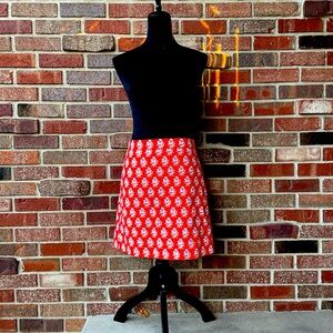 J Crew Womens Cerise Classic Block Floral Stretch Grasscloth Mini Skirt Size 2